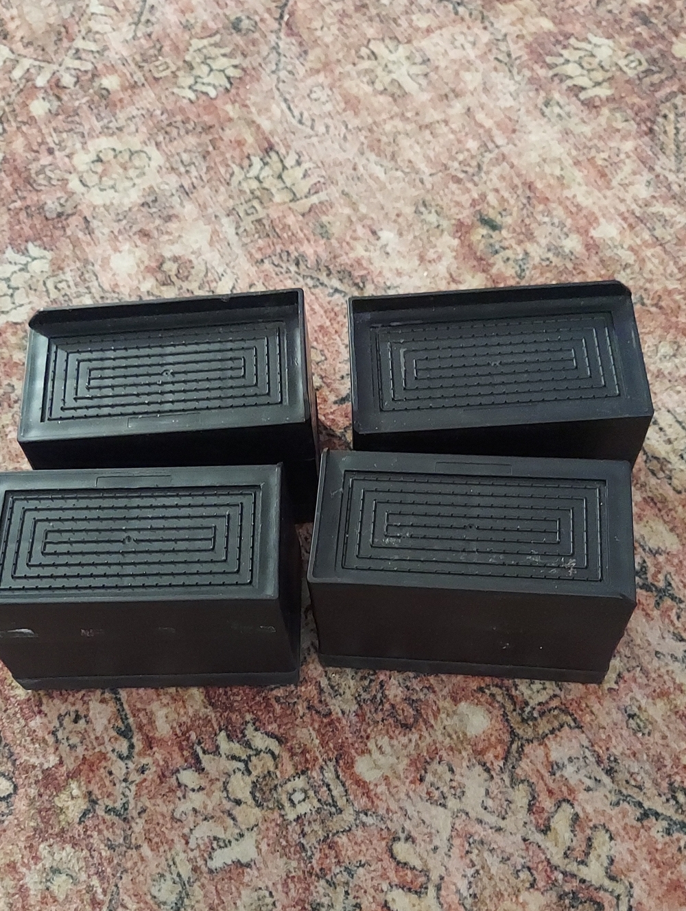 Set of 4 Black Rubber 3" Furniture Riser Blocks